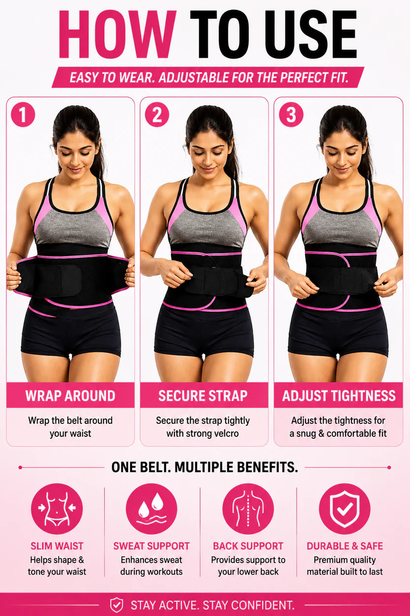 Adjustable Waist Trimmer Belt – Slim Fit Body Shaping Belt for Women